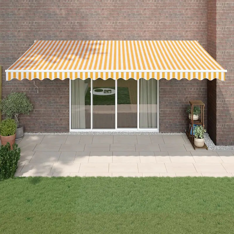 Uittrekbare luifel in gepoedercoat aluminium voor je terras - Geel en wit / 5 x 3 m / 1 - Zonwering