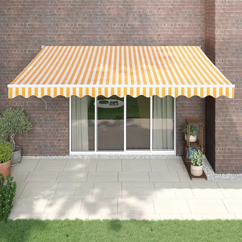 Uittrekbare luifel in gepoedercoat aluminium voor je terras - Geel en wit / 4 x 3 m / 1 - Zonwering