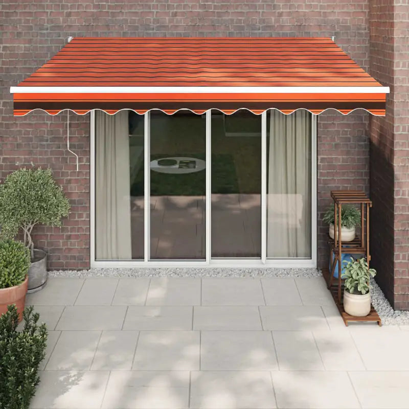 Uittrekbare luifel in gepoedercoat aluminium voor je terras - Oranje en wit / 3 x 2.5 m / 1 - Zonwering