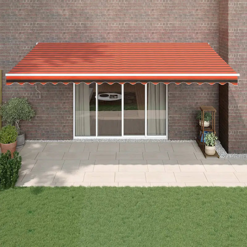 Uittrekbare luifel in gepoedercoat aluminium voor je terras - Oranje en wit / 5 x 3 m / 1 - Zonwering