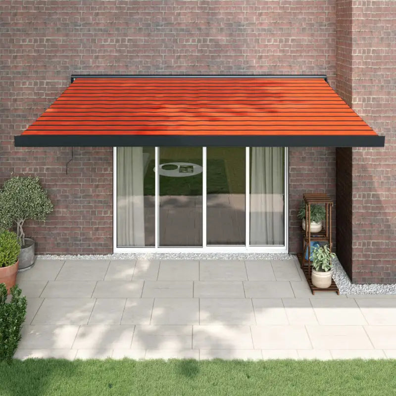 Uittrekbare luifel in gepoedercoat aluminium voor je terras - Oranje en bruin (zwart frame) / 4 x 3 m / 1 - Zonwering