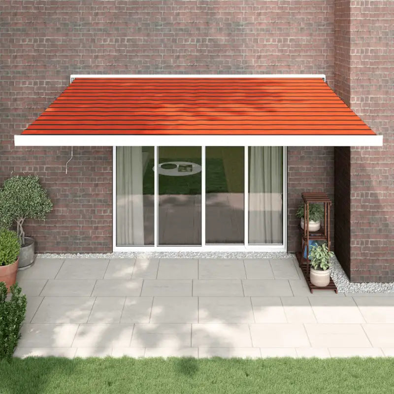 Uittrekbare luifel in gepoedercoat aluminium voor je terras - Oranje en bruin (wit frame) / 4.5 x 3 m / 1 - Zonwering