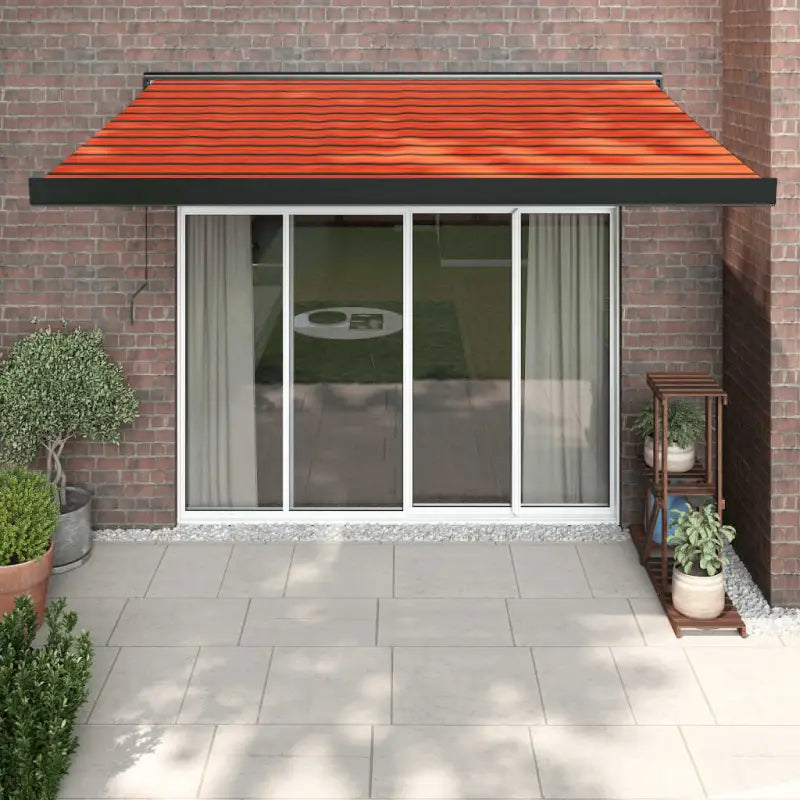 Uittrekbare luifel in gepoedercoat aluminium voor je terras - Oranje en bruin (zwart frame) / 3 x 2.5 m / 1 - Zonwering