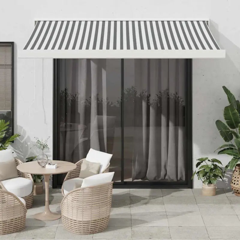 Uittrekbare luifel met aluminium frame voor koele tuinplekken - Antraciet en wit / 350 x 250 cm / 1 - Zonwering