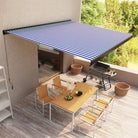 Uittrekbare luifel met aluminium frame voor koele tuinplekken - Blauw en wit (grijs frame) / 450 x 300 cm / 1