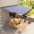 Uittrekbare luifel met aluminium frame voor koele tuinplekken - Blauw en wit (grijs frame) / 400 x 300 cm / 1