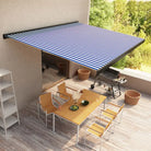 Uittrekbare luifel met aluminium frame voor schaduw en comfort in je tuin - Blauw en wit (grijs frame) / 450 x 300 cm
