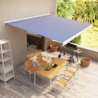Uittrekbare luifel met aluminium frame voor schaduw en comfort in je tuin - Blauw en wit / 450 x 300 cm / 1 - Zonwering