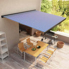 Uittrekbare luifel met aluminium frame voor schaduw en comfort in je tuin - Blauw en wit (grijs frame) / 400 x 300 cm
