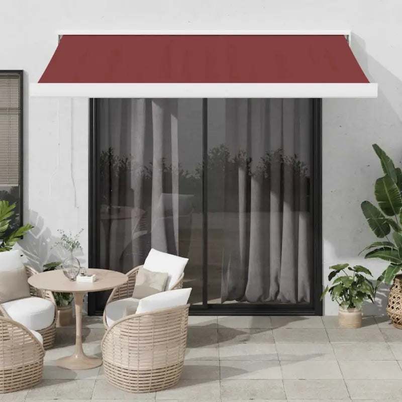 Uittrekbare luifel van gepoedercoat aluminium voor terrasplezier - 1 / Bordeauxrood en wit / 300 x 250 cm - Zonwering