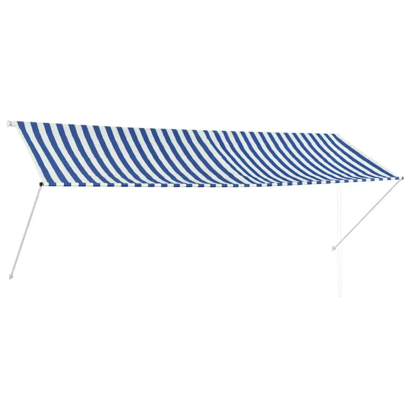 Uittrekbare zonwering met stalen frame voor terras en raam - Blauw en wit / 350 x 150 cm / 1 - Zonwering