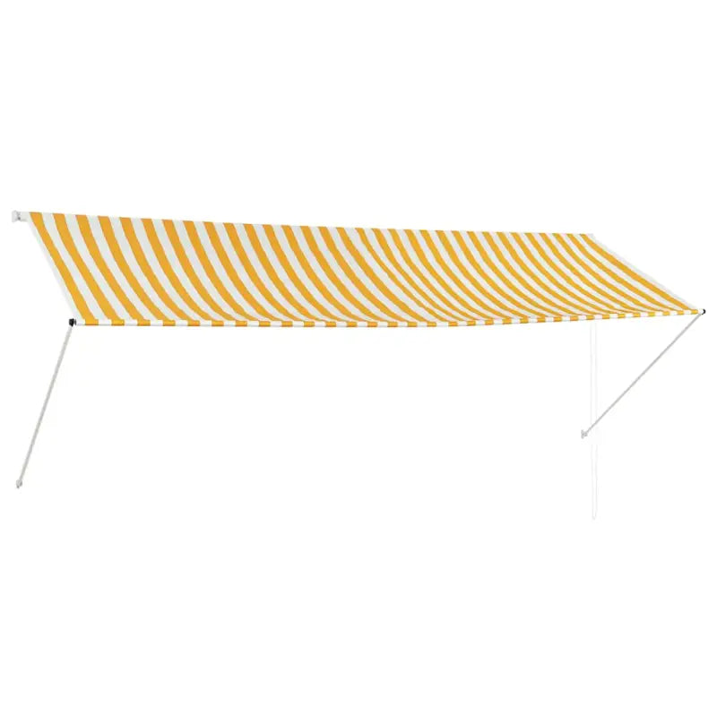 Uittrekbare zonwering met stalen frame voor terras en raam - Geel en wit / 350 x 150 cm / 1 - Zonwering