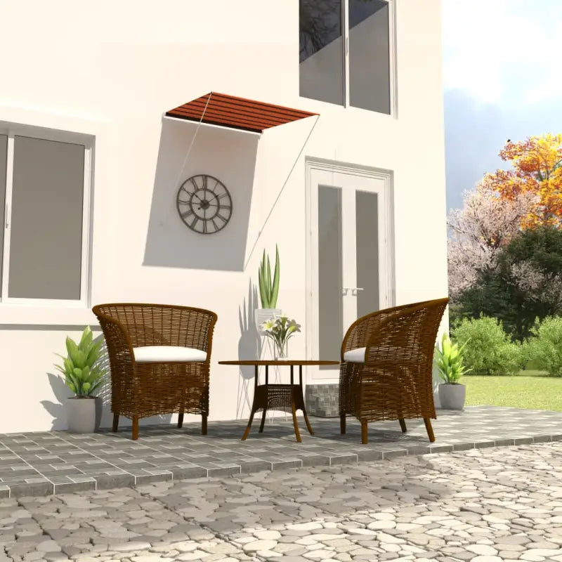 Uittrekbare zonwering met stalen frame voor terras en raam - Oranje en bruin / 100 x 150 cm / 1 - Zonwering