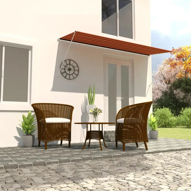 Uittrekbare zonwering met stalen frame voor terras en raam - Oranje en bruin / 350 x 150 cm / 1 - Zonwering