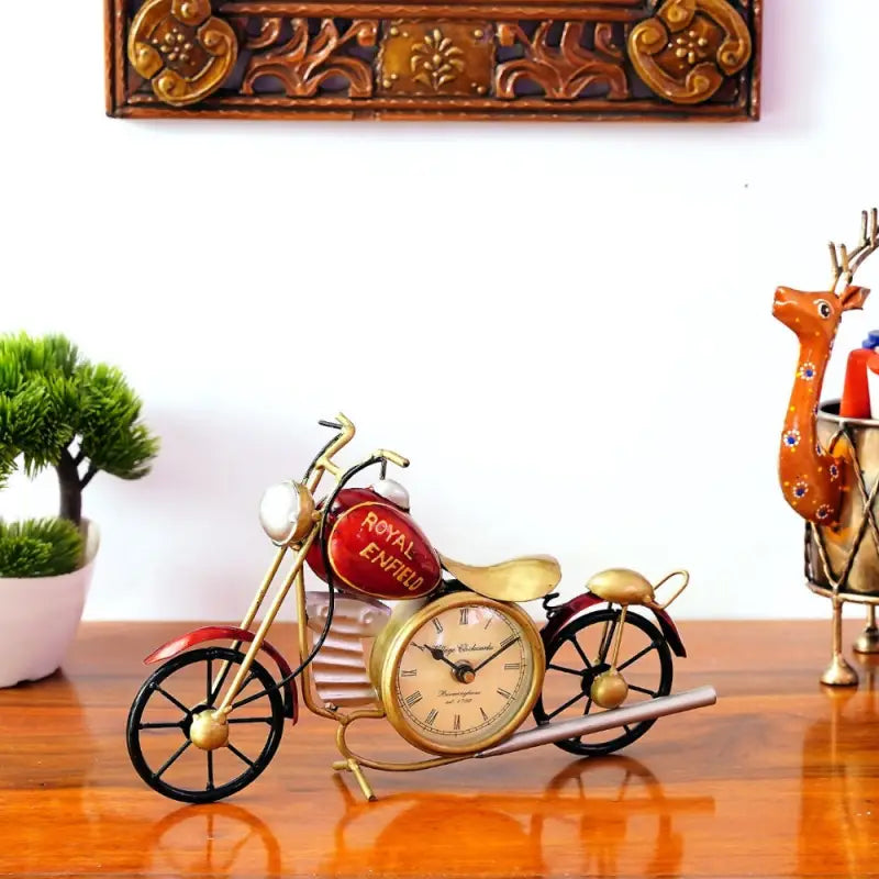 Unieke Royal Enfield Motorfiets Tafelklok voor Vintage Interieur