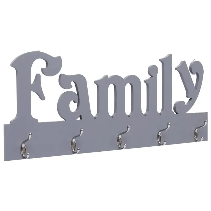 Unieke wandkapstok met koperhaken en Family uitsparing - Grijs (family) / 1 - Kapstokken