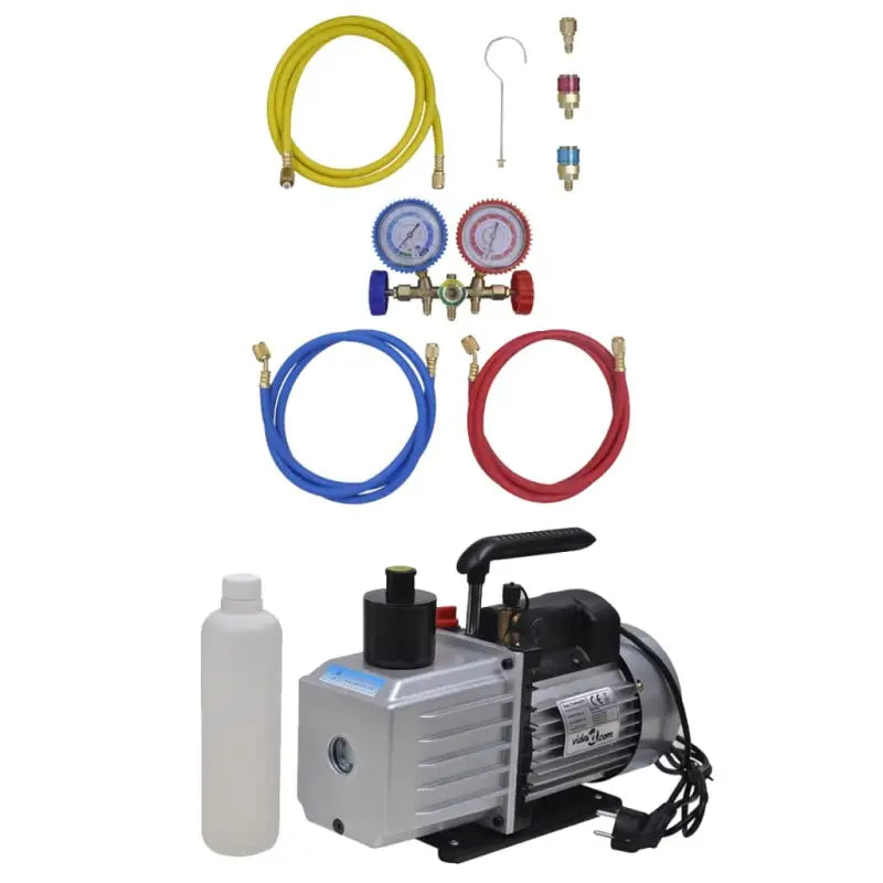 Vacuümpomp voor Airconditioning met aluminium behuizing en 2-voudige manometerset - 100 l/min / 2-weg - Accessoires
