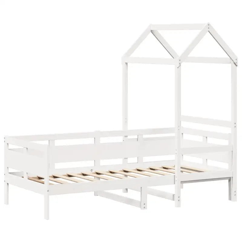 Veelzijdige slaapbank van massief grenenhout met open zijdeur in wit - Bedden & bedframes