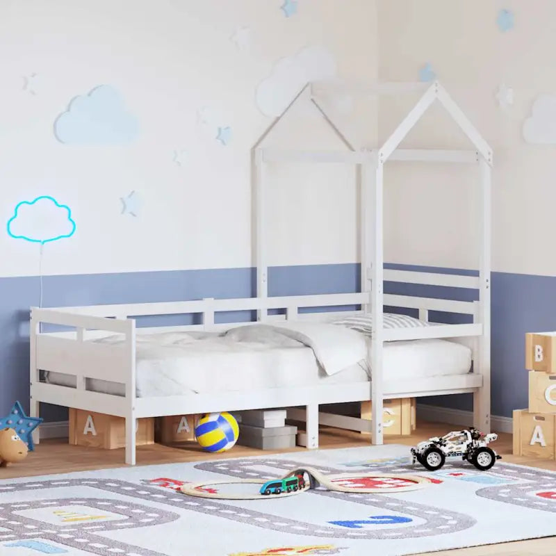 Veelzijdige slaapbank van massief grenenhout met open zijdeur in wit - Bedden & bedframes