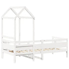 Veelzijdige slaapbank van massief grenenhout met open zijdeur in wit - Bedden & bedframes