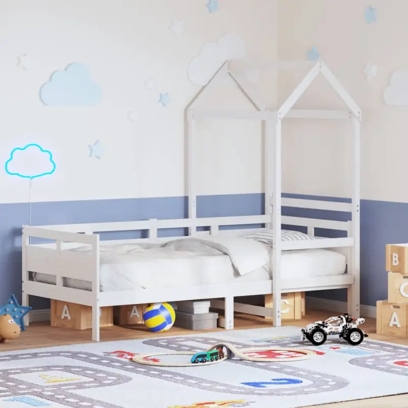 Veelzijdige slaapbank van massief grenenhout met open zijdeur in wit - Wit / 80 x 200 cm - Bedden & bedframes