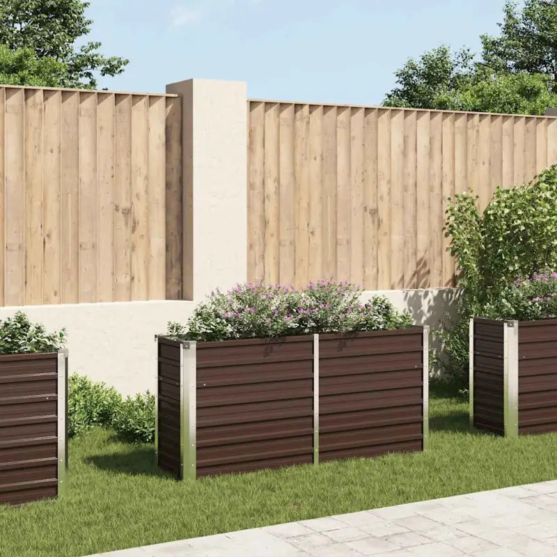 Verhoogde gegalvaniseerd staal plantenbak voor tuin en balkon decoratie - Bruin / 160 x 40 x 77 cm / 1 - Bloempotten &