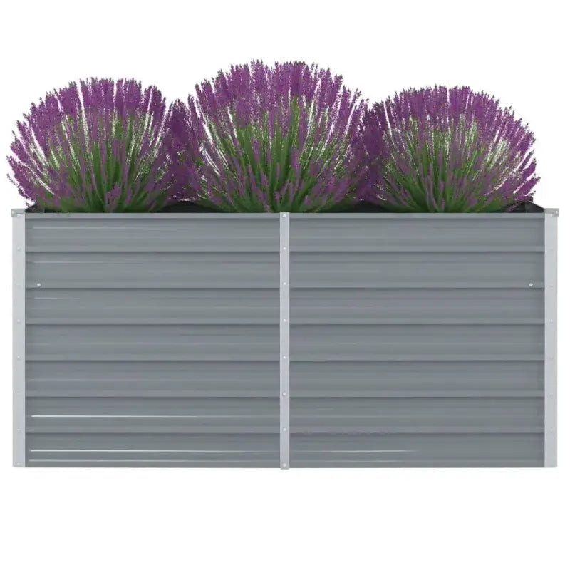 Verhoogde metalen plantenbak van gegalvaniseerd staal voor tuin en balkon - Grijs / 160 x 80 x 77 cm / 1 - Bloempotten