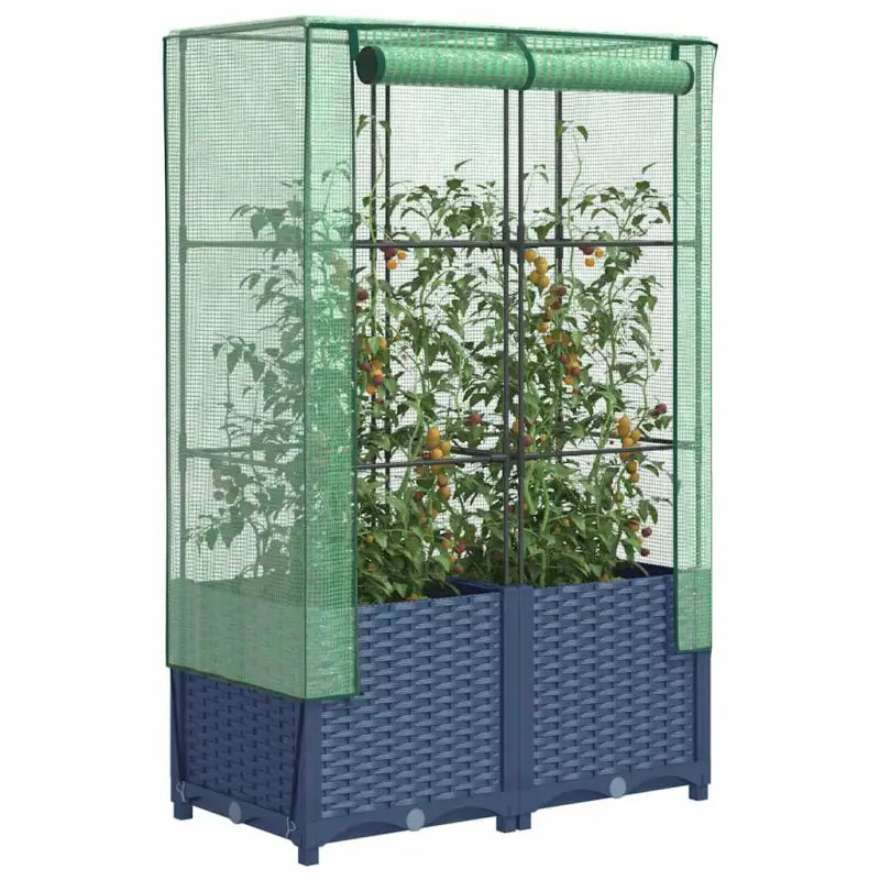 Verhoogde plantenbak met kasdek voor extra groeiruimte - Blauwgrijs / 80 x 40 x 138 cm / 1 - Bloempotten & plantenbakken
