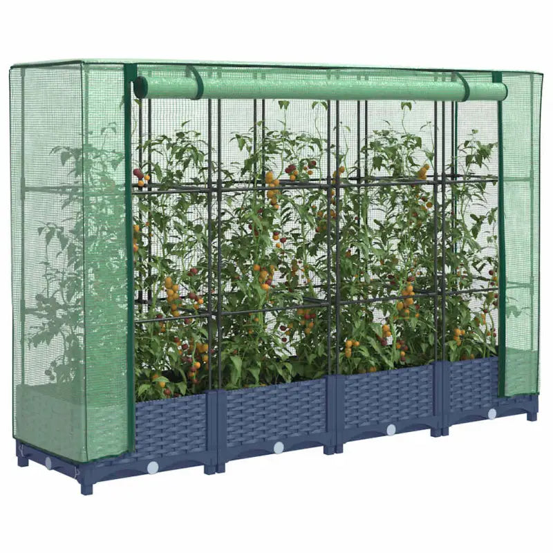 Verhoogde plantenbak met kasdek voor extra groeiruimte - Blauwgrijs / 160 x 40 x 123 cm / 1 - Bloempotten &