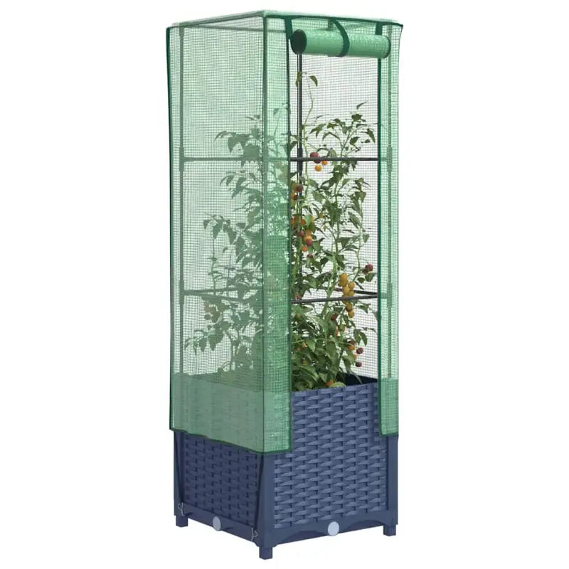 Verhoogde plantenbak met kasdek voor extra groeiruimte - Blauwgrijs / 40 x 40 x 139 cm / 1 - Bloempotten & plantenbakken