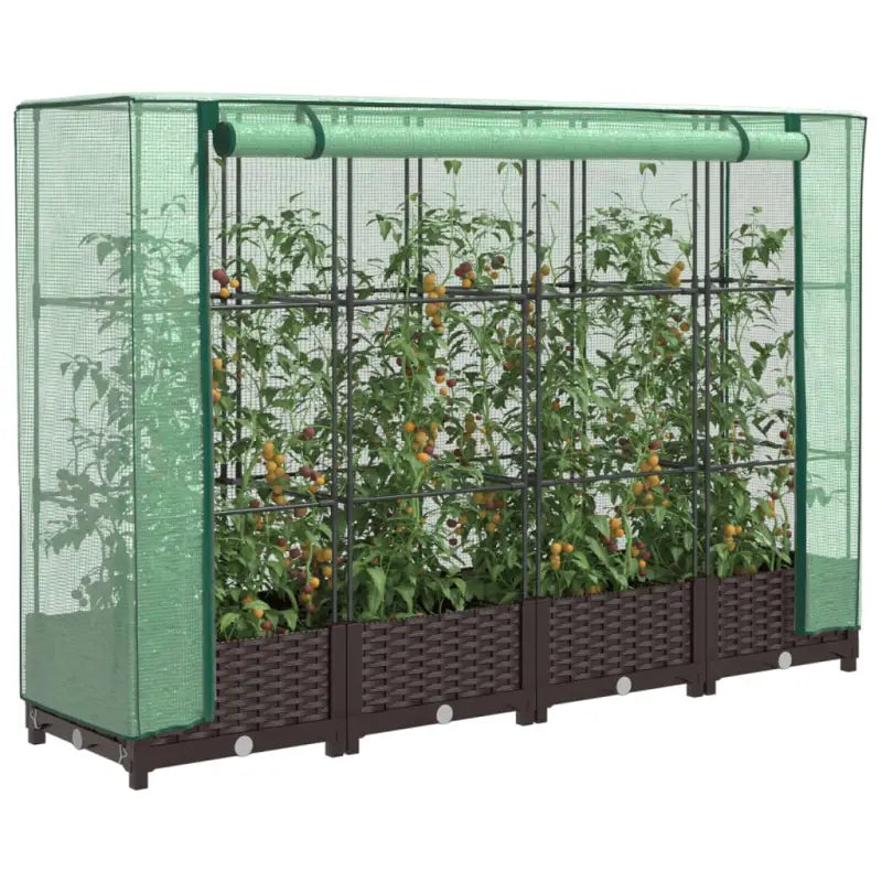 Verhoogde plantenbak met kasdek voor extra groeiruimte - Bruin / 160 x 40 x 123 cm / 1 - Bloempotten & plantenbakken