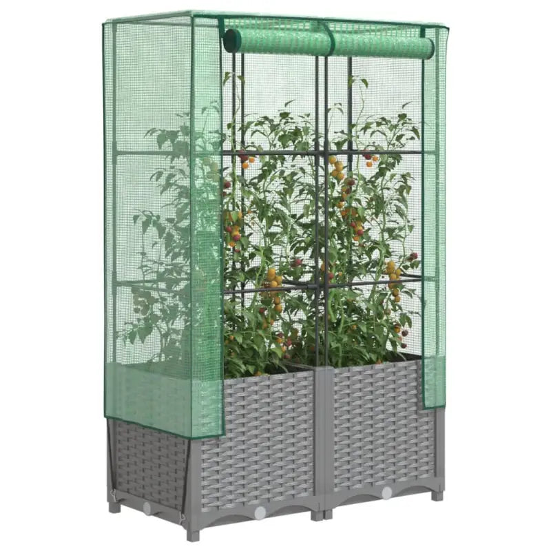 Verhoogde plantenbak met kasdek voor extra groeiruimte - Lichtgrijs / 80 x 40 x 138 cm / 1 - Bloempotten & plantenbakken