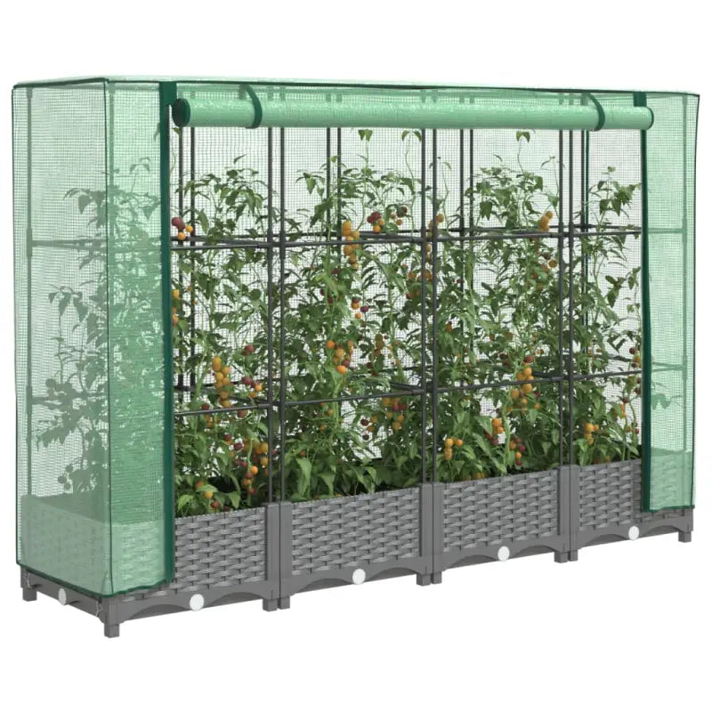 Verhoogde plantenbak met kasdek voor extra groeiruimte - Lichtgrijs / 160 x 40 x 123 cm / 1 - Bloempotten &