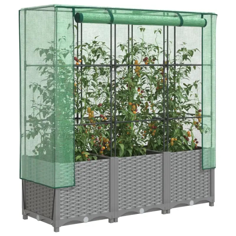 Verhoogde plantenbak met kasdek voor extra groeiruimte - Lichtgrijs / 120 x 40 x 138 cm / 1 - Bloempotten &