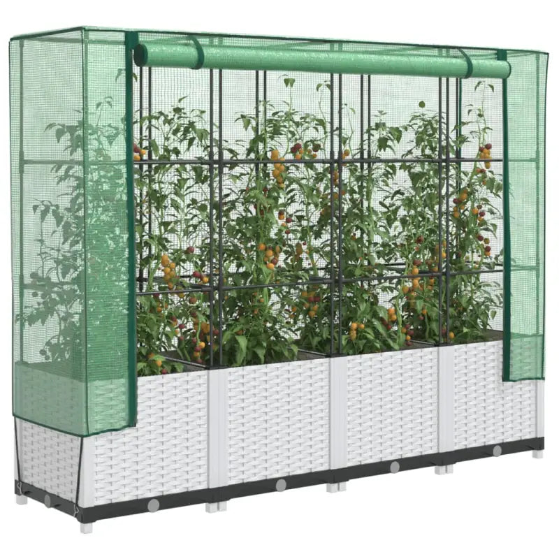 Verhoogde plantenbak met kasdek voor extra groeiruimte - Wit / 160 x 40 x 138 cm / 1 - Bloempotten & plantenbakken