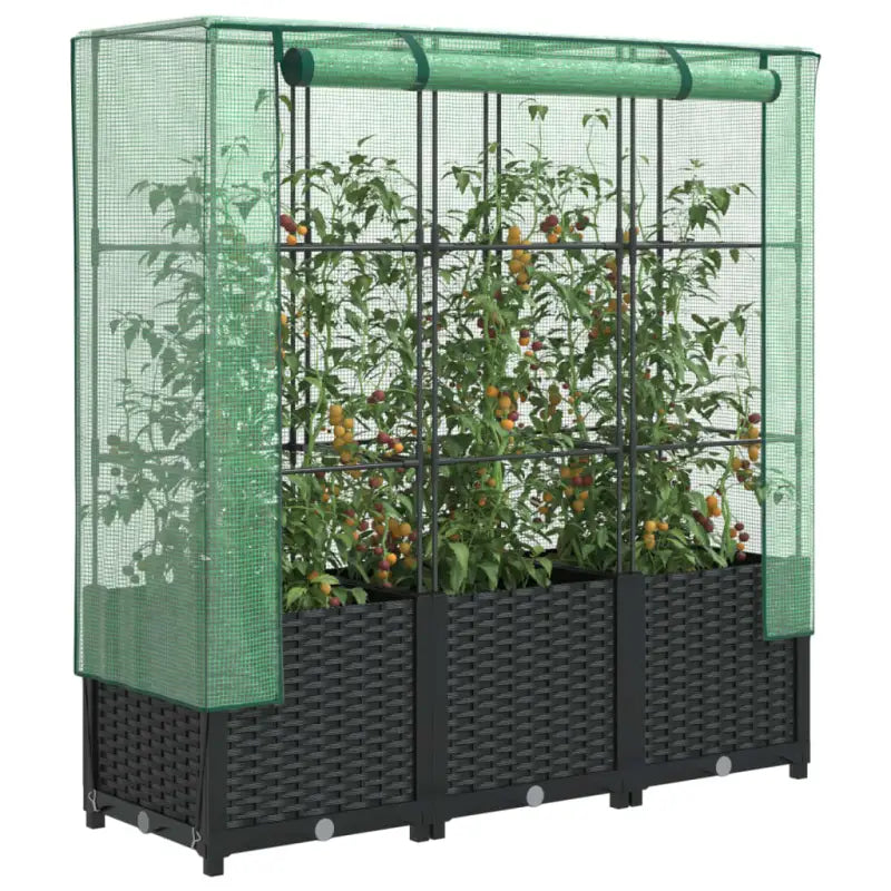 Verhoogde plantenbak met kasdek voor extra groeiruimte - Zwart / 120 x 40 x 138 cm / 1 - Bloempotten & plantenbakken