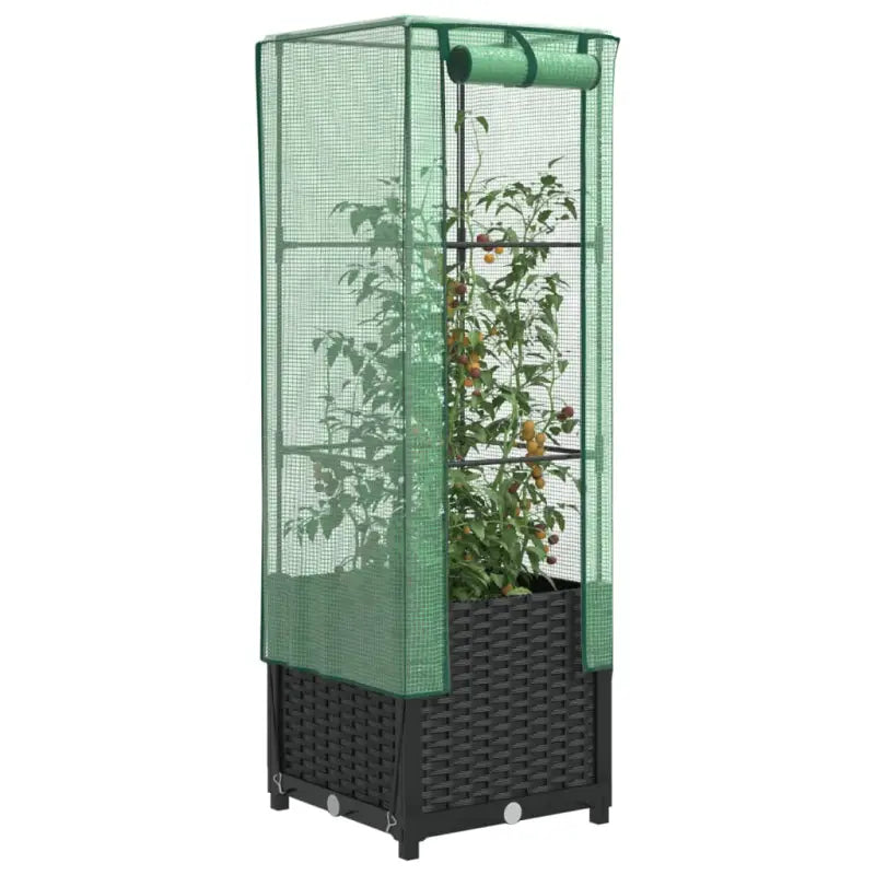 Verhoogde plantenbak met kasdek voor extra groeiruimte - Zwart / 40 x 40 x 139 cm / 1 - Bloempotten & plantenbakken