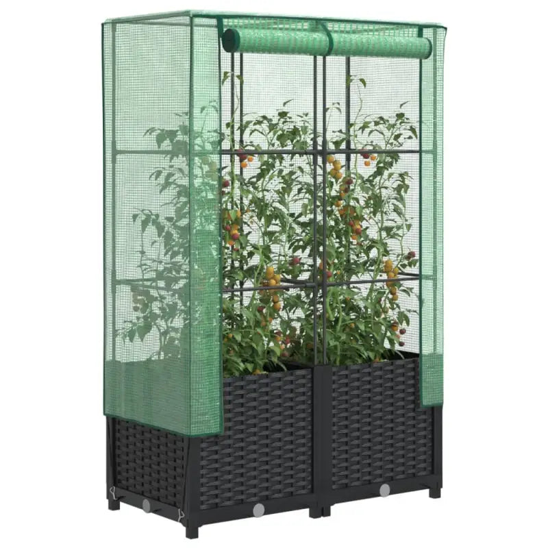 Verhoogde plantenbak met kasdek voor extra groeiruimte - Zwart / 80 x 40 x 138 cm / 1 - Bloempotten & plantenbakken