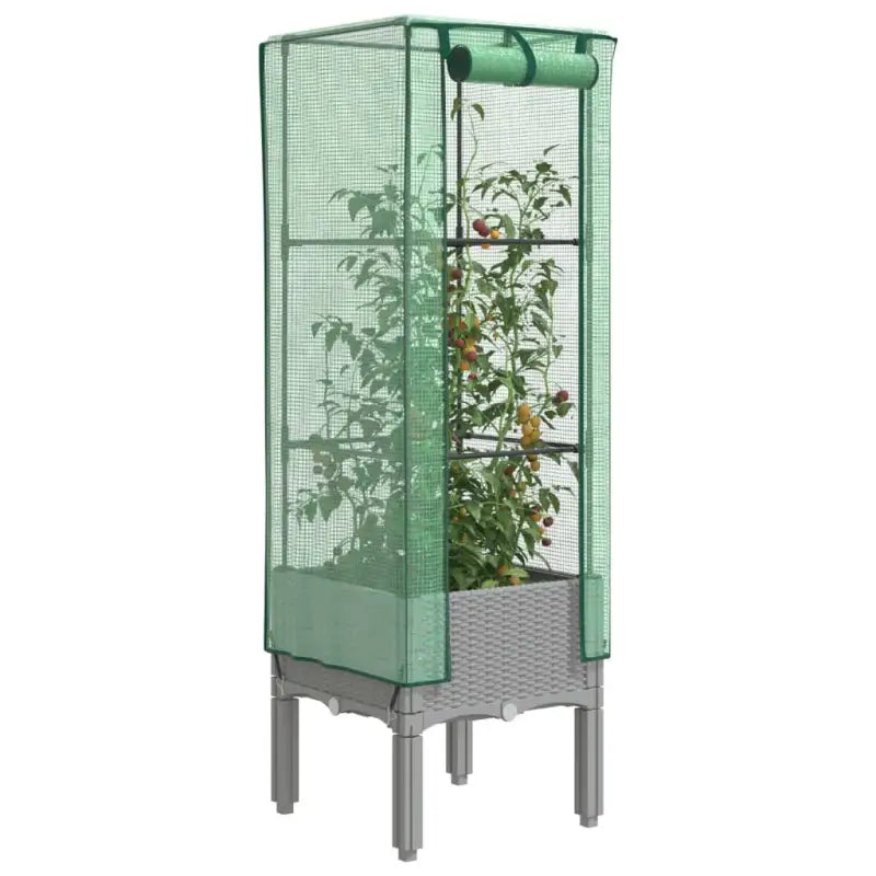 Verhoogde plantenbak met kasdek voor veel groeiruimte - Lichtgrijs / 40 x 40 x 140 cm / 1 - Bloempotten & plantenbakken