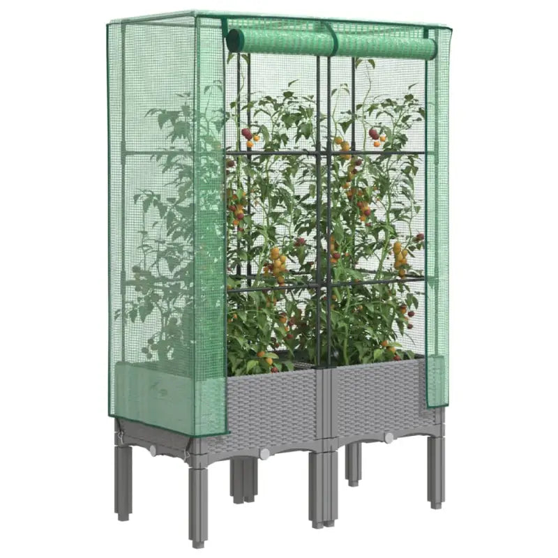 Verhoogde plantenbak met kasdek voor veel groeiruimte - Lichtgrijs / 80 x 40 x 140 cm / 1 - Bloempotten & plantenbakken