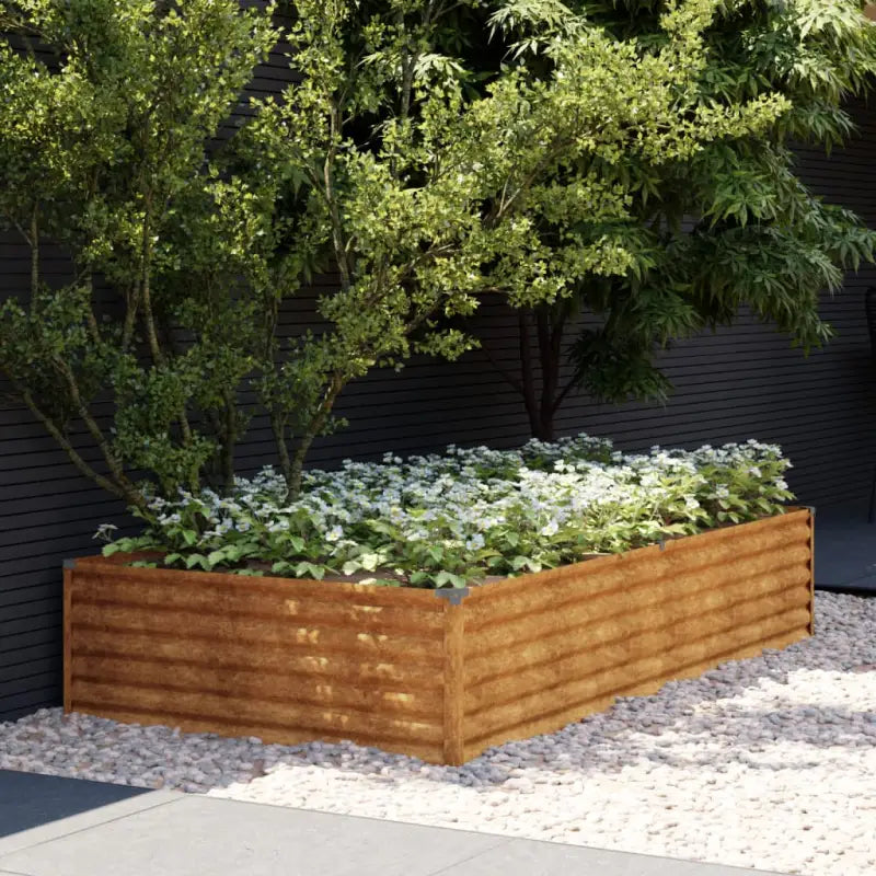 Verhoogde plantenbak van cortenstaal voor tuin en balkon decoratie - 195 x 100 x 36 cm / 1 - Bloempotten & plantenbakken