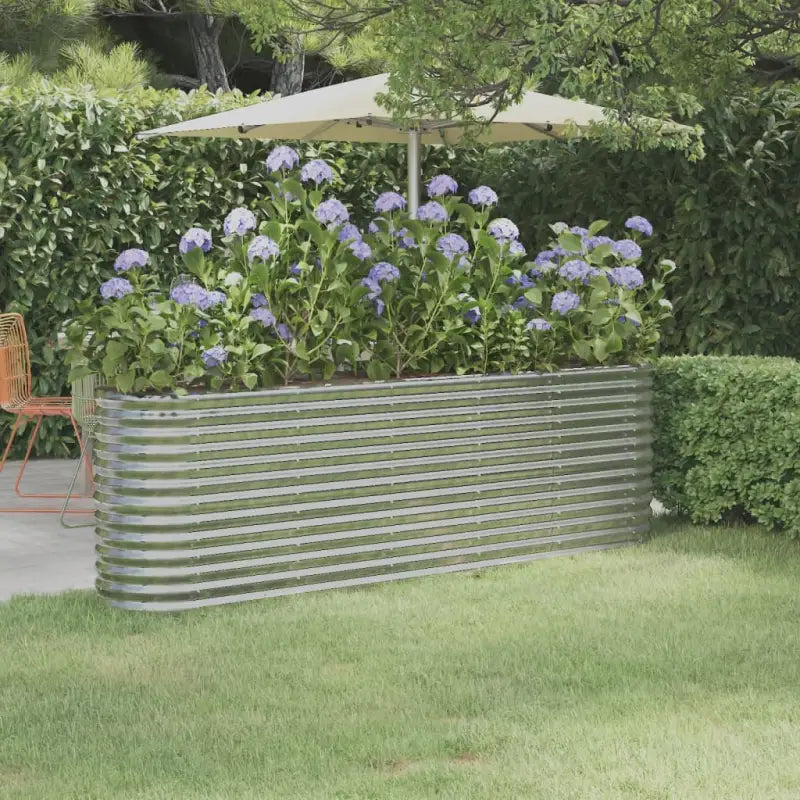Verhoogde plantenbak van gepoedercoat staal voor tuin en balkon - Zilver / 224 x 40 x 68 cm / 1 - Bloempotten &