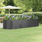 Verhoogde plantenbak van gepoedercoat staal voor tuin en balkon - Antraciet / 322 x 100 x 68 cm / 1 - Bloempotten &