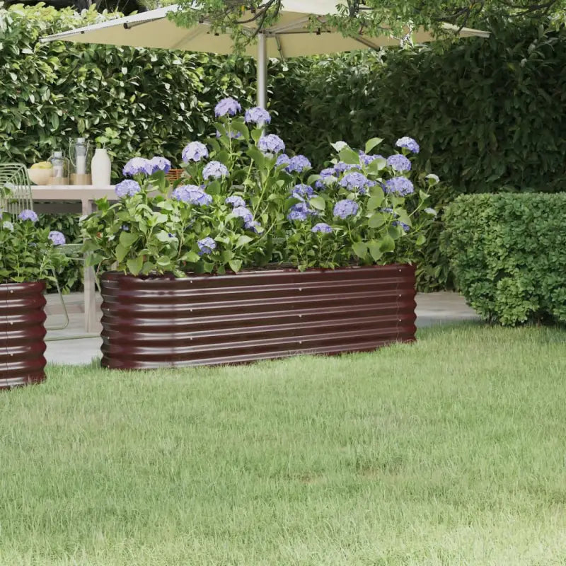 Verhoogde plantenbak van gepoedercoat staal voor tuin en balkon - Bruin / 152 x 40 x 36 cm / 1 - Bloempotten &