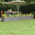 Verhoogde plantenbak van gepoedercoat staal voor tuin en balkon - Grijs / 332 x 40 x 36 cm / 1 - Bloempotten &