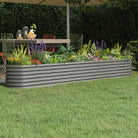 Verhoogde plantenbak van gepoedercoat staal voor tuin en balkon - Grijs / 260 x 40 x 36 cm / 1 - Bloempotten &