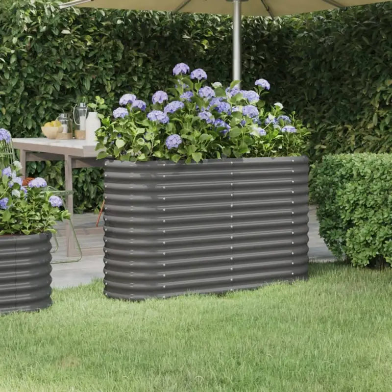 Verhoogde plantenbak van gepoedercoat staal voor tuin en balkon - Grijs / 114 x 40 x 68 cm / 1 - Bloempotten &