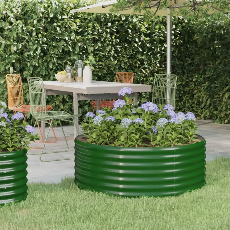 Verhoogde plantenbak van gepoedercoat staal voor tuin en balkon - Groen / 100 x 100 x 36 cm / 1 - Bloempotten &