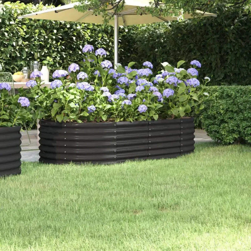 Verhoogde plantenbak van gepoedercoat staal voor tuin en terras - Antraciet / 152 x 80 x 36 cm / 1 - Bloempotten &