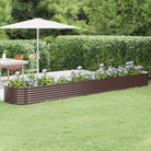 Verhoogde plantenbak van gepoedercoat staal voor tuin en terras - Bruin / 440 x 80 x 36 cm / 1 - Bloempotten &